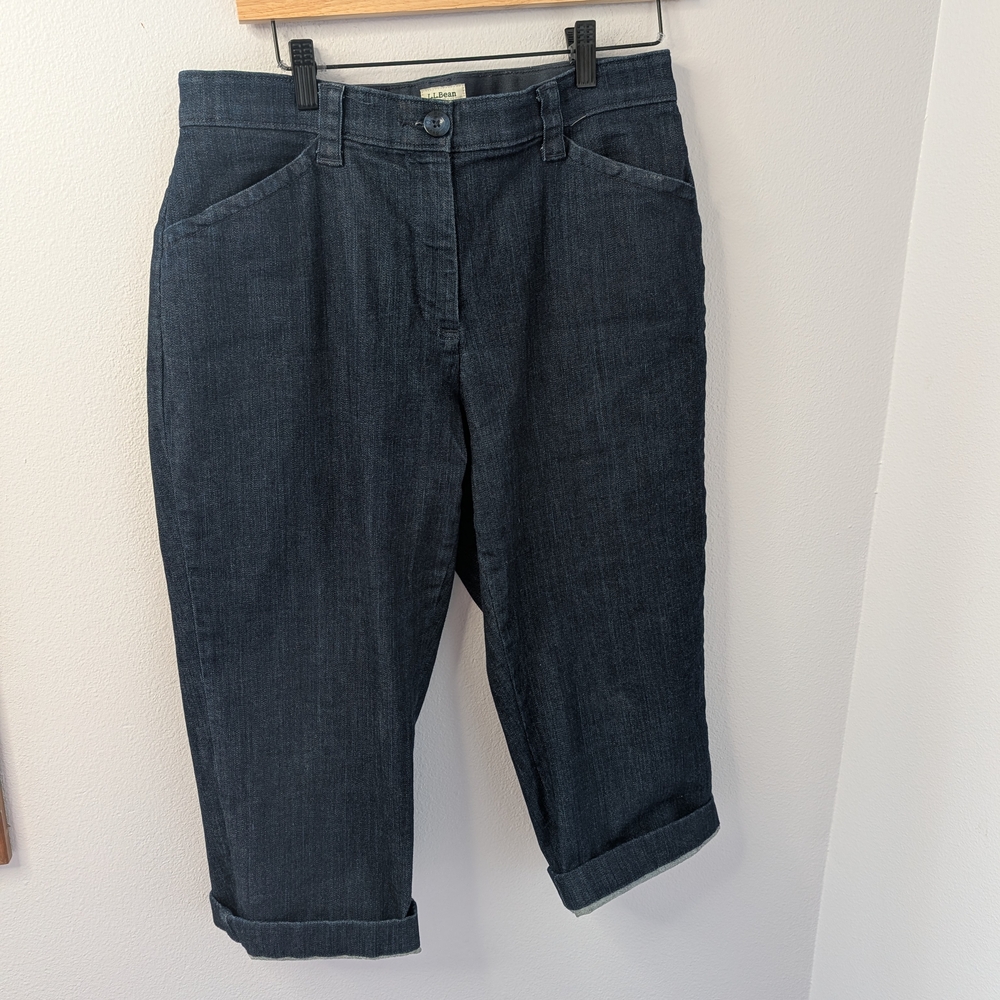 L.L.Bean Classic Fit Cropped Jeans | Women’s 12 Petite | Dark Wash